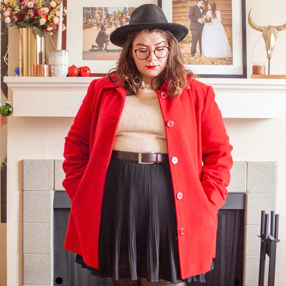 Jaclyn Smith Red Wool Blend Coat
